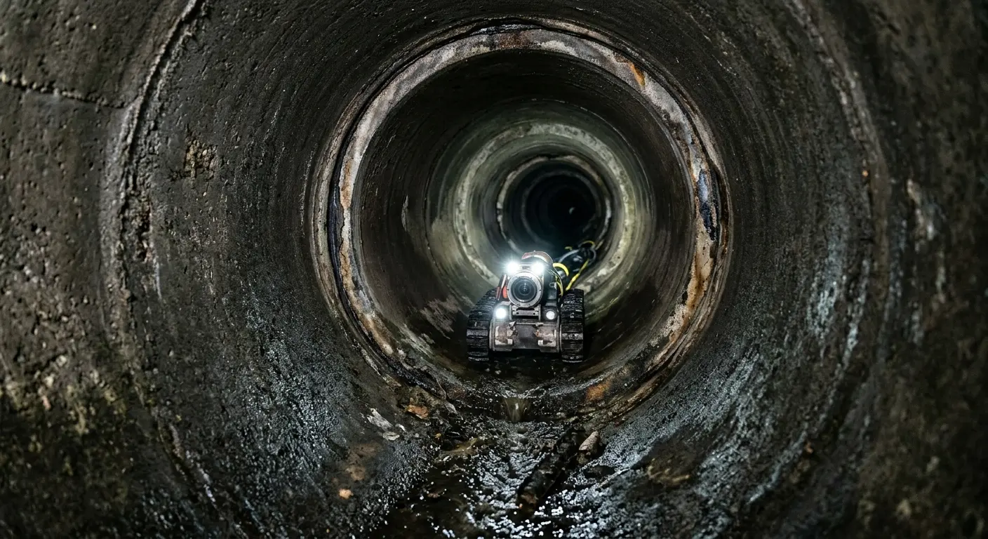 Robotic sewer camera inspecting pipe interior for Drain Snake Service in Sebring